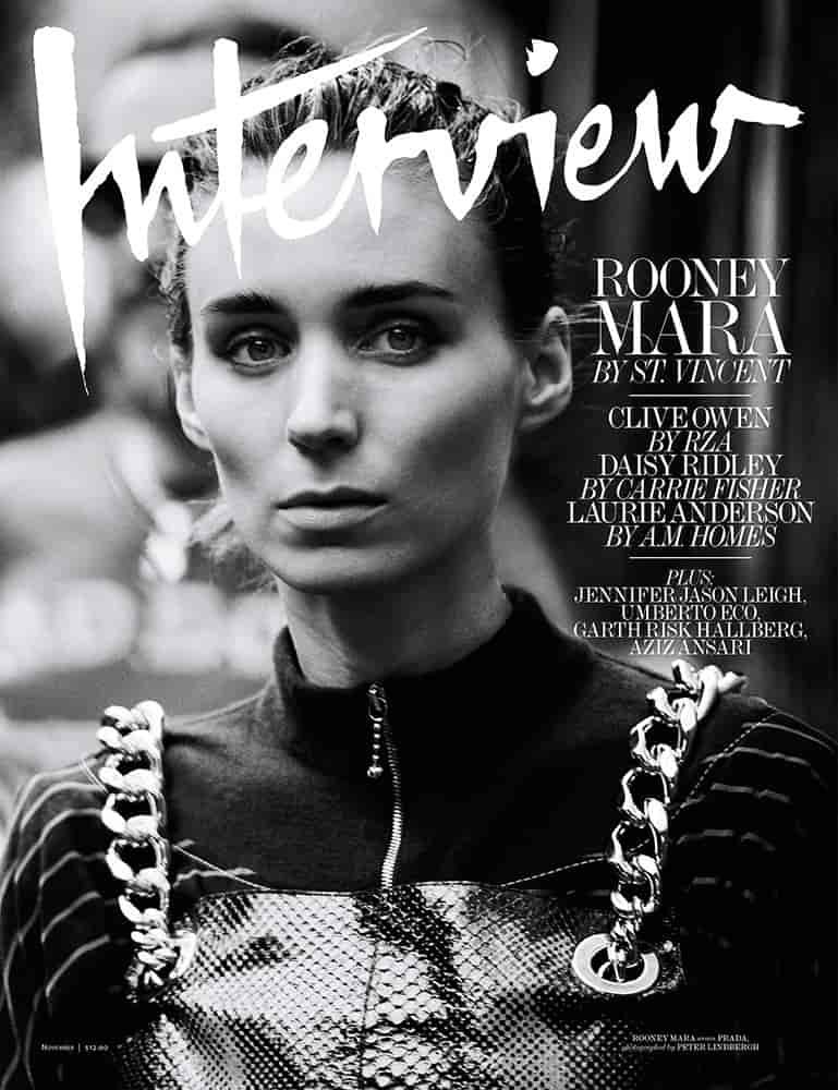Rooney Mara on Interview Magazine November 2015 cover
