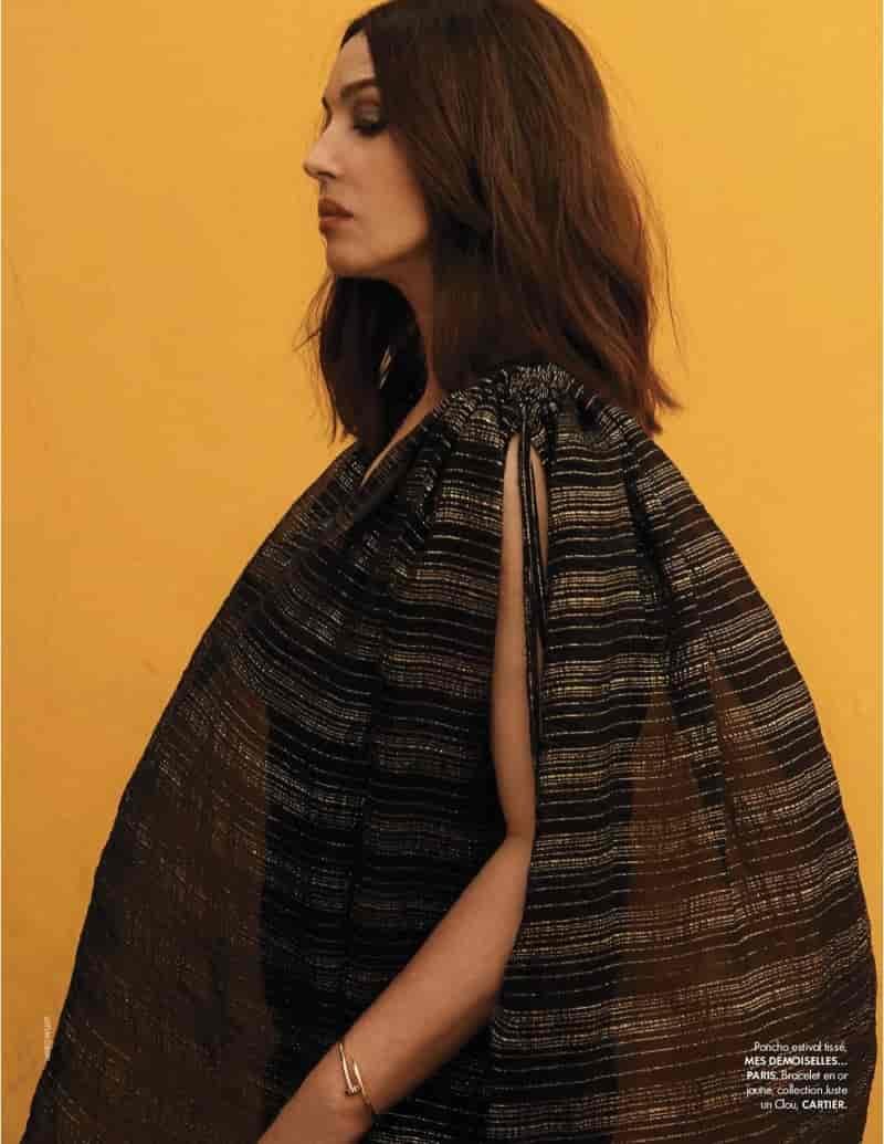 Monica Bellucci wears Mes Demoiselles Paris pancho and Cartier bracelet