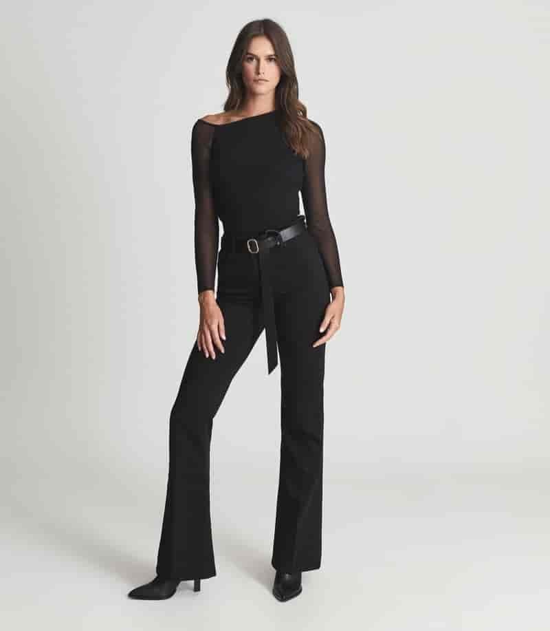 Reiss Willow Off-the-Shoulder Sheer Sleeve Top $245
