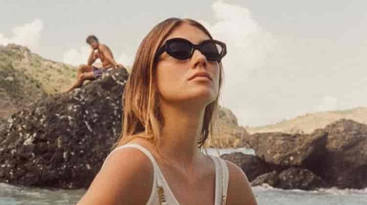 Lorena Rae Relaxes in Solid & Striped Holiday ’20 Swimwear