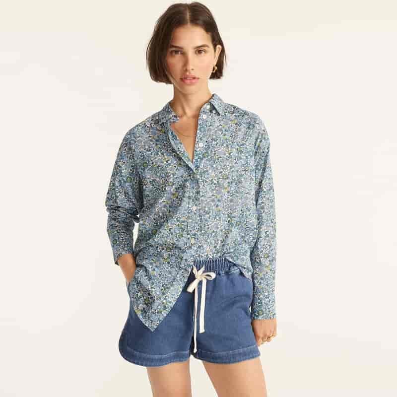 J. Crew Relaxed-Fit Cotton Voile Shirt in Blooming Floral $79.50