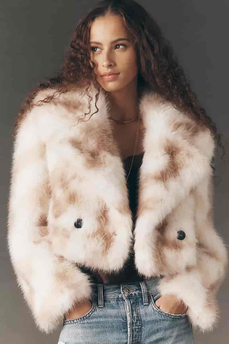 Avec Les Filles Faux Fur Crop Jacket $188