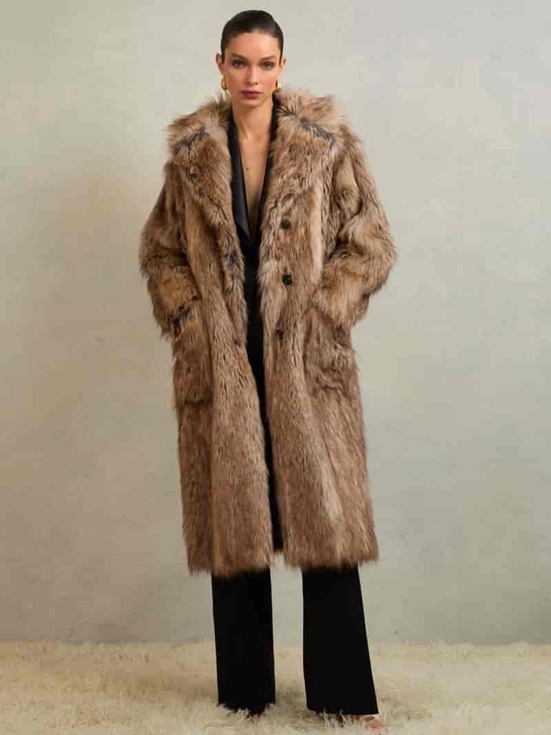 Reiss Atelier Fran Faux Fur Long Coat