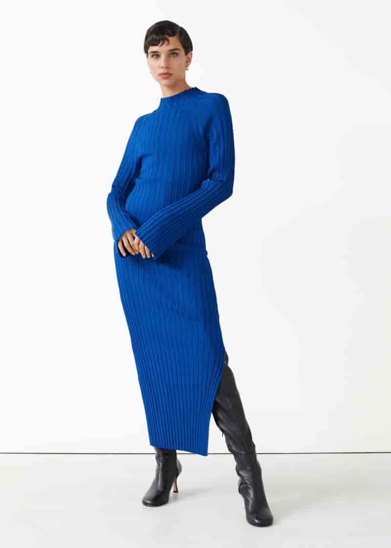 & Other Stories Rib Knit Midi Dress in Blue $89.25 (previously $119)