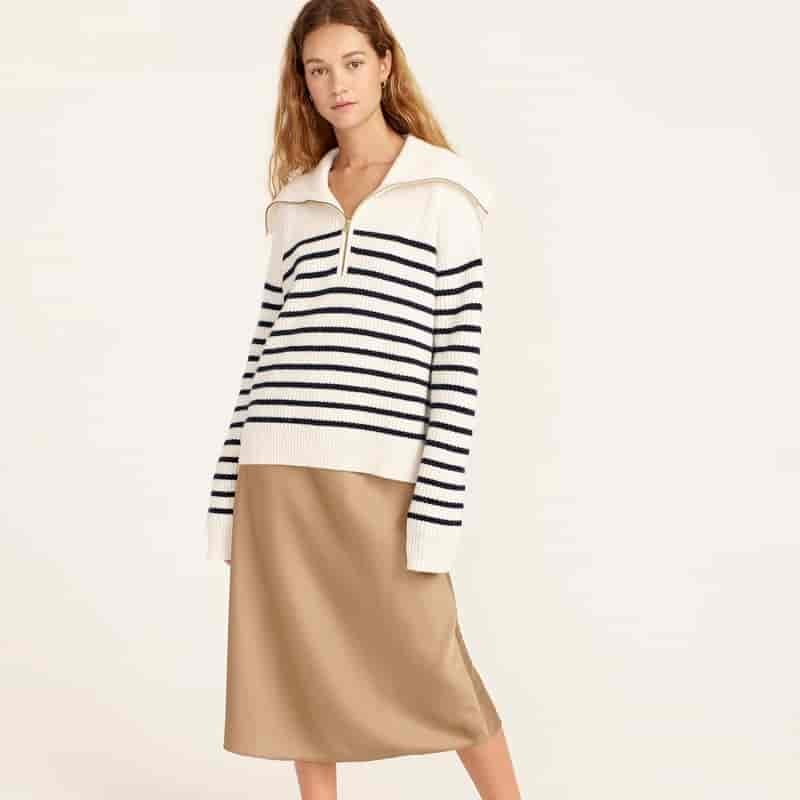 J. Crew Cashmere Half-Zip Pullover Sweater in Stripe $298