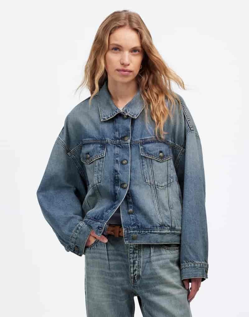 Madewell Relaxed Crop Jean Trucker Jacket in Billings Wash $148
