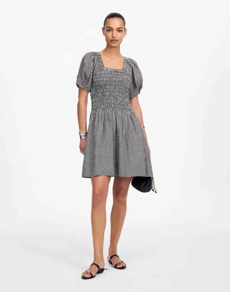 Madewell Smocked U-Neck Mini Dress in Gingham $138