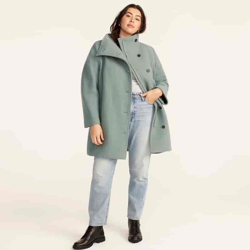 J. Crew Villa Coat with Italian Stadium-Cloth Wool in Slate Green $365