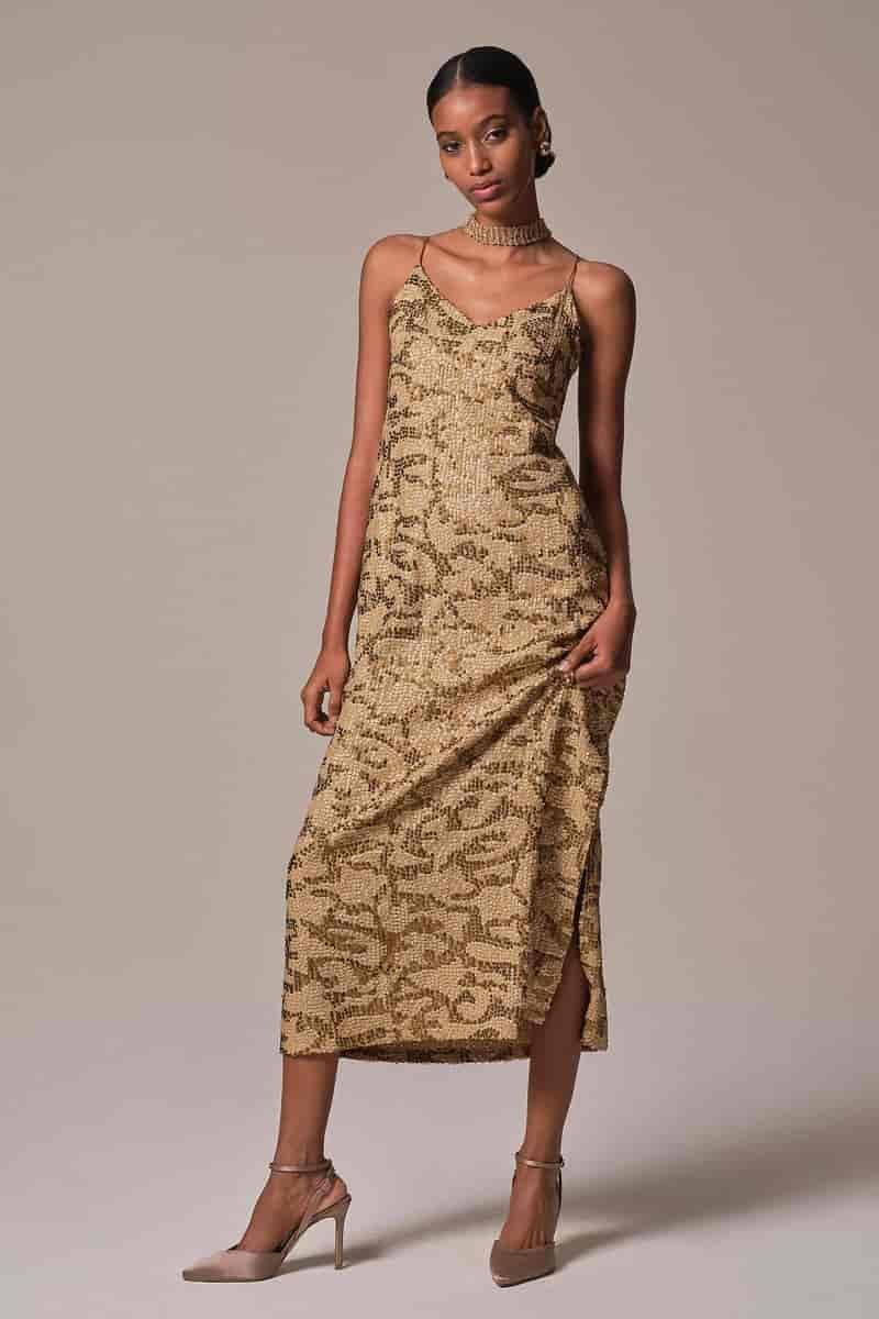 Anthropologie Sequined Slip Midi Dress $198
