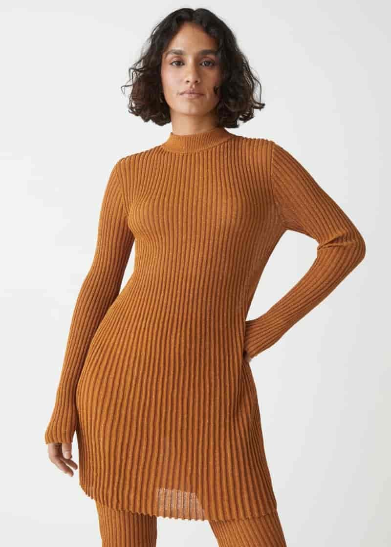 & Other Stories Fitted Glitter Knit Midi Dress $99
