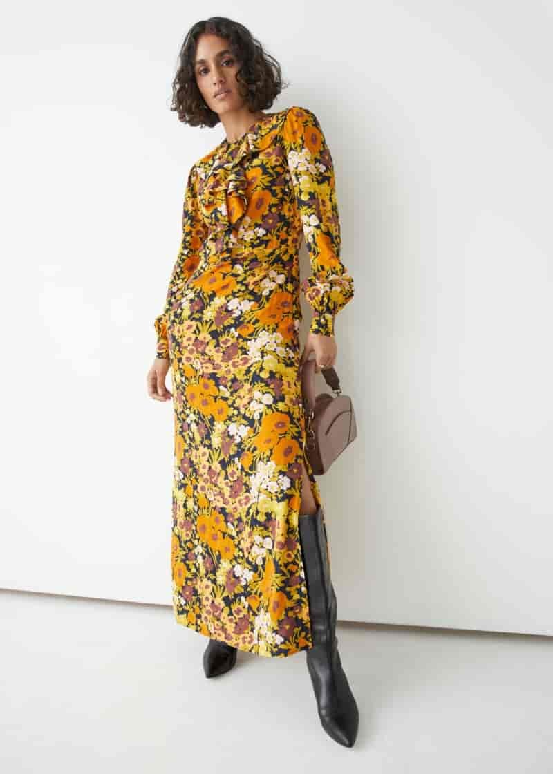 & Other Stories Printed Ruffle Maxi Dress $149