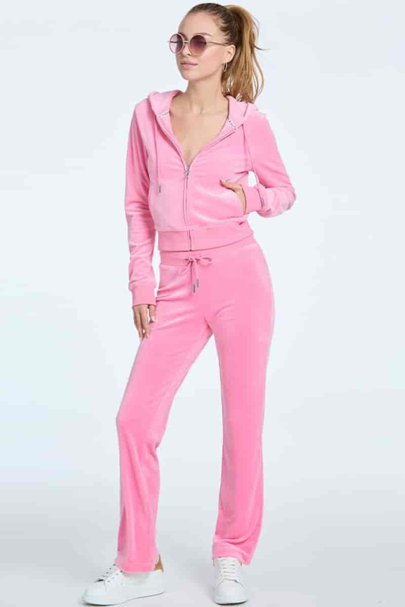 Juicy Couture OG Big Bling Velour Hoodie Pink