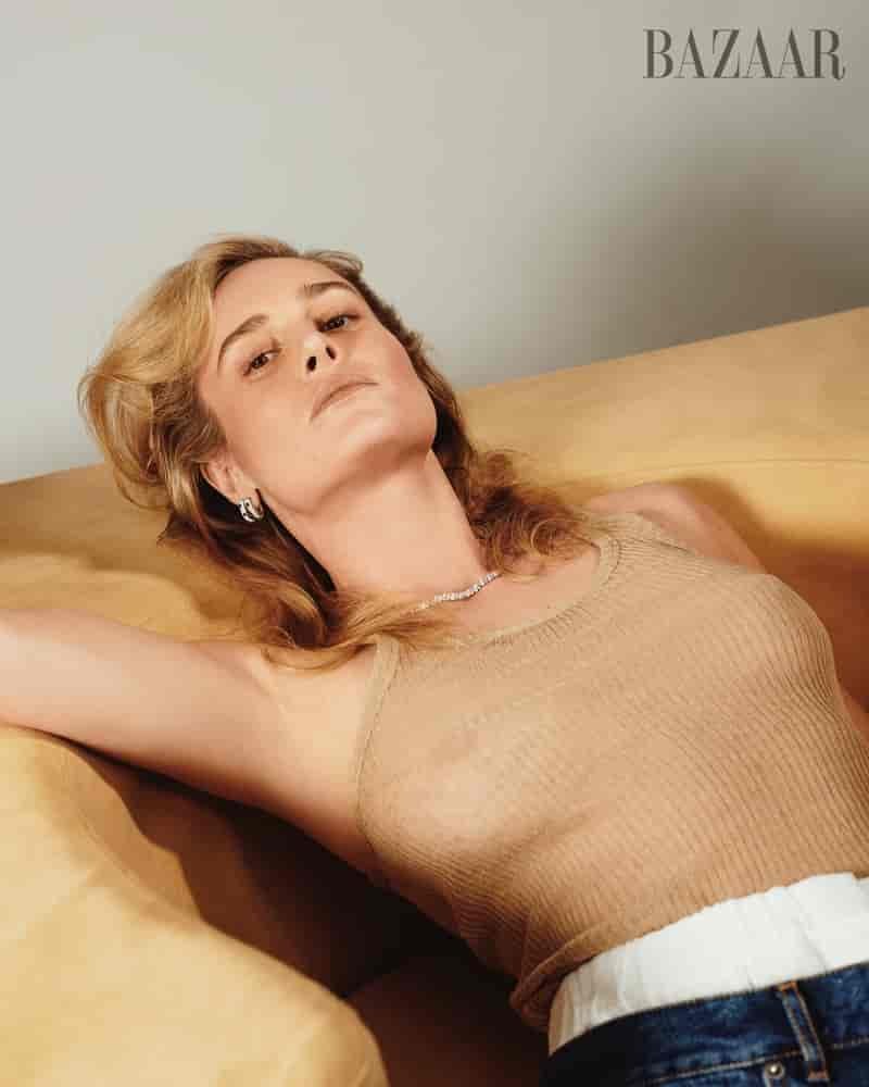 Brie Larson Sheer Tank Top Harpers Bazaar US 2023