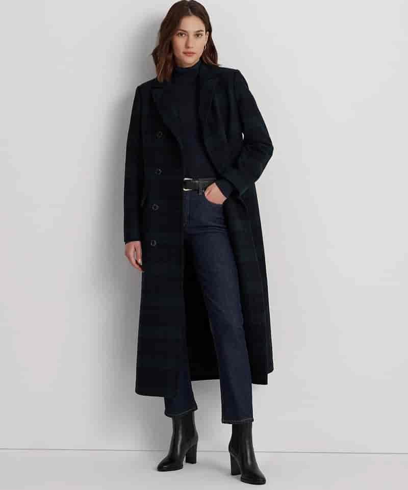 Plaid Coat Jeans Winter Outfit