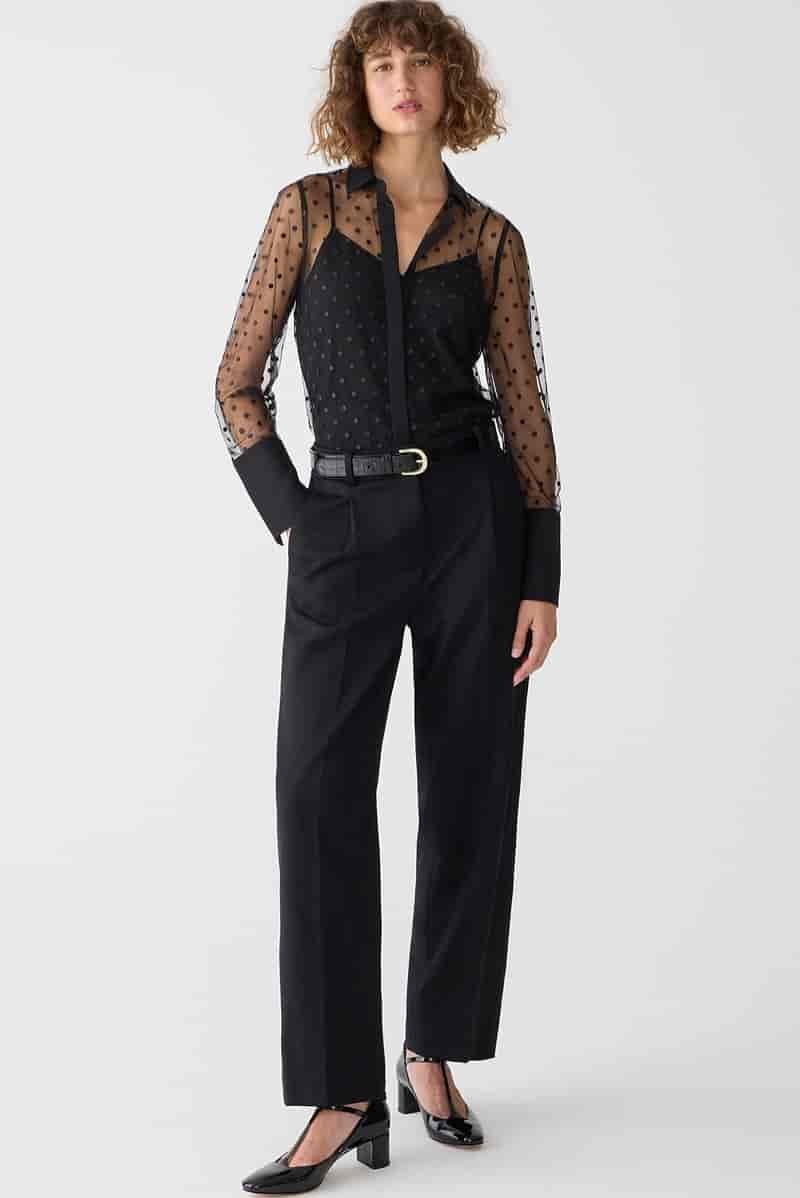 Polka Dot Print Blouse Thanksgiving Outfits