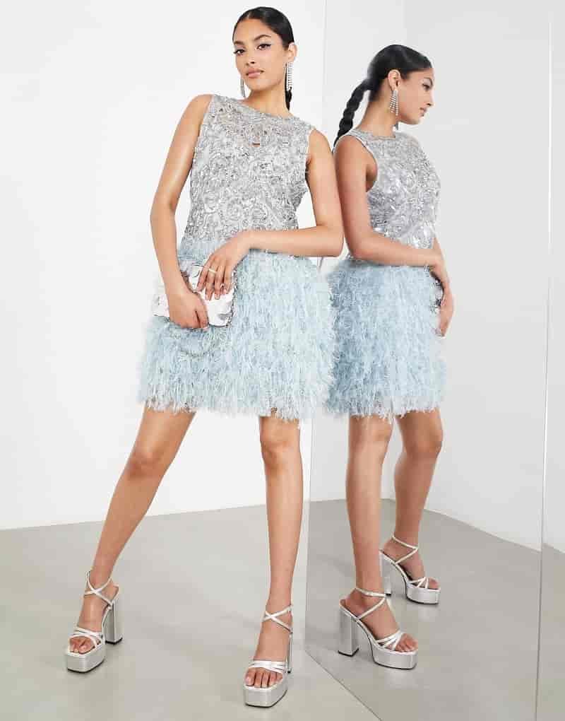 Blue Silver Dress New Years Eve Outfit Ideas