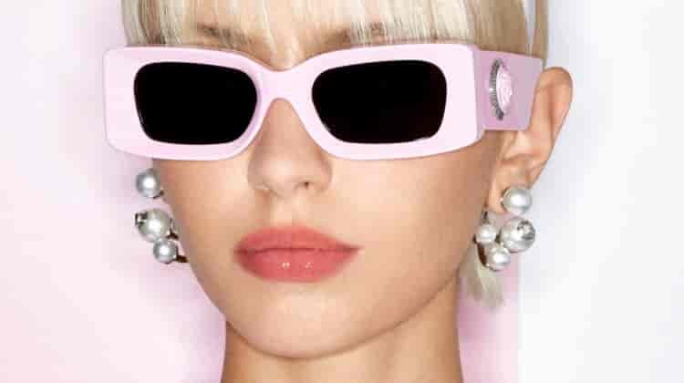 Iris Law is Pretty in Pink for Versace Eyewear 2024 Ad