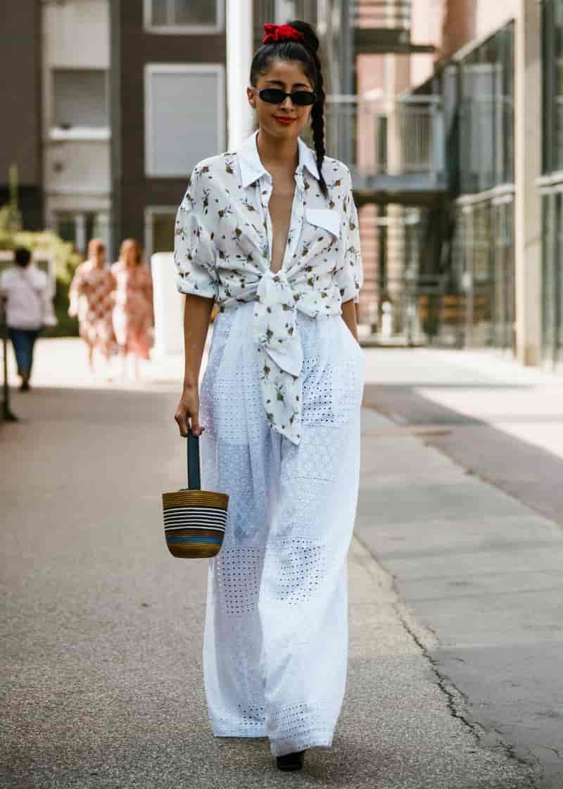 White Blouse Eyelet Pants