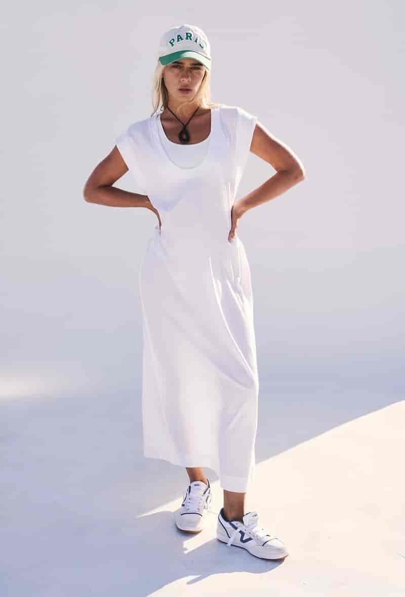 Color Coordination Shirt Dress Sneakers