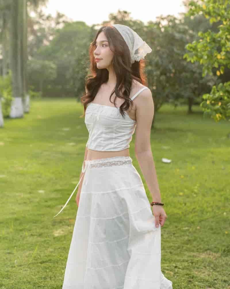 White Top Skirt Cottagecore Aesthetic