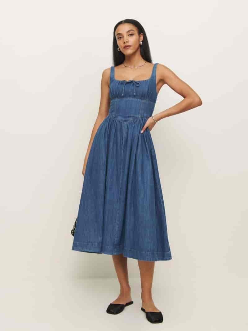Reformation Balia Denim Midi Dress