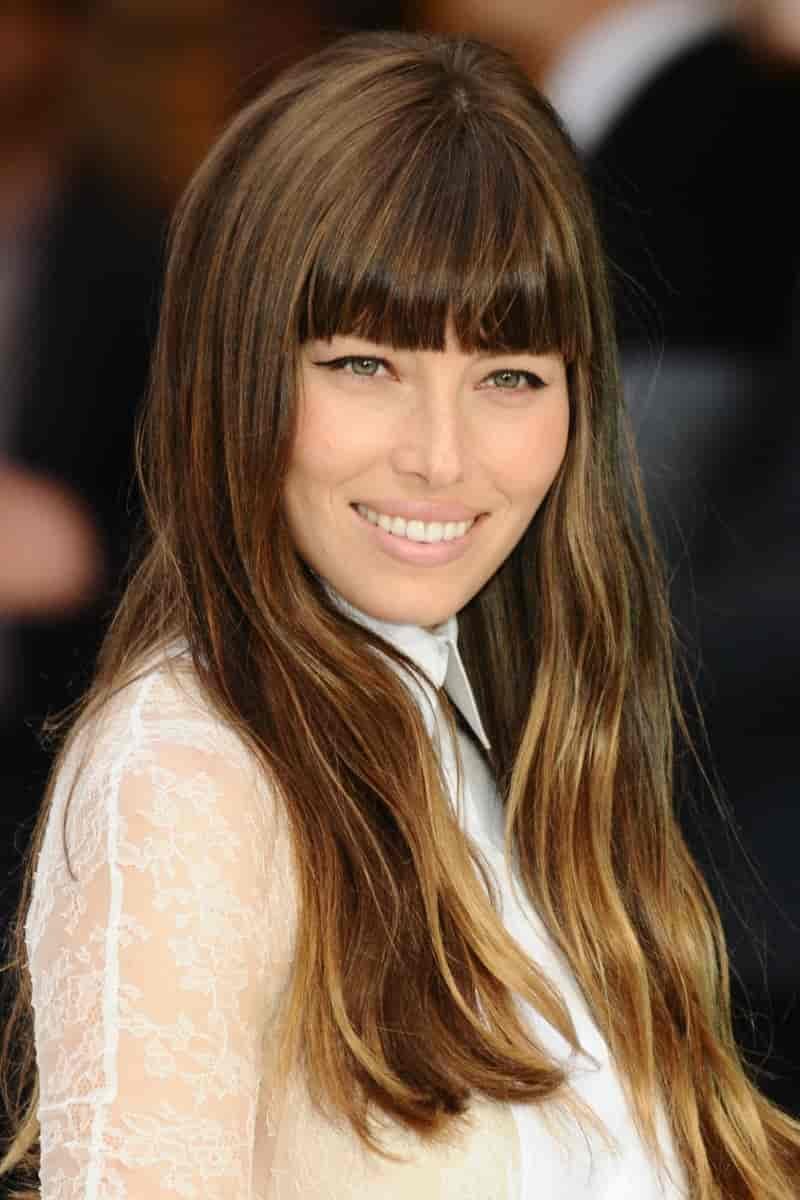 Blunt Bangs Long Hair Jessica Biel
