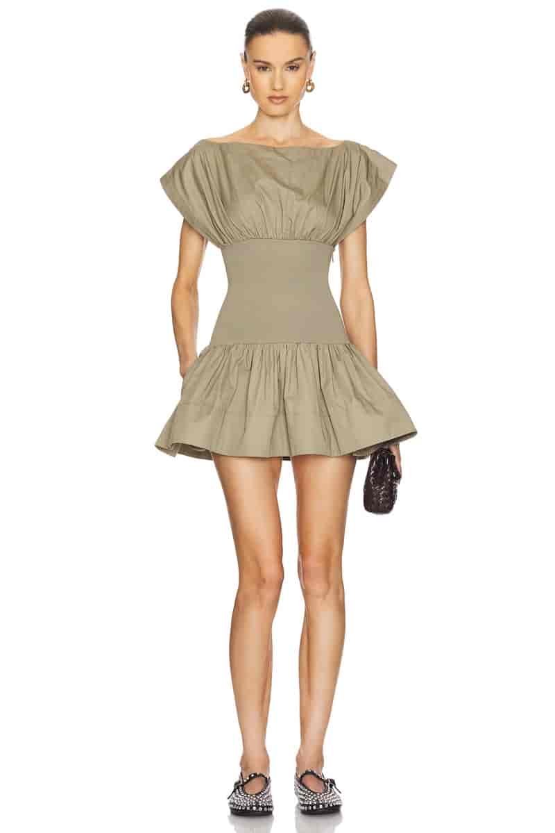Helsa Rib Mix Shirting Mini Dress $278