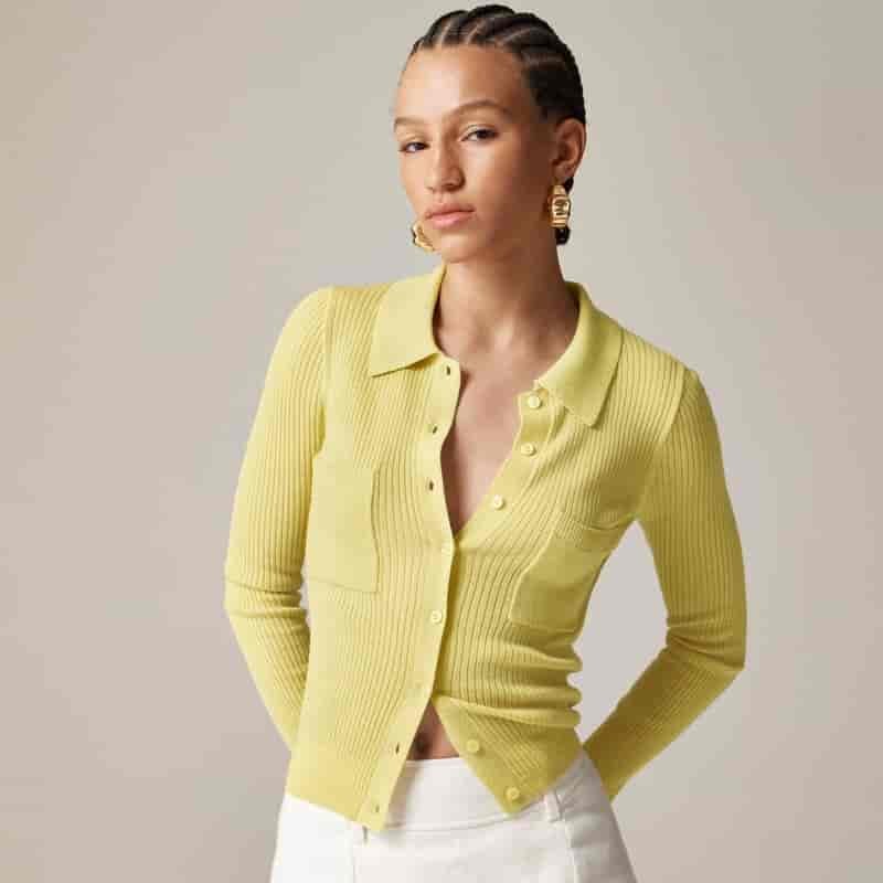 J. Crew Collared Button-up Sweater in Merino Wool Blend $98