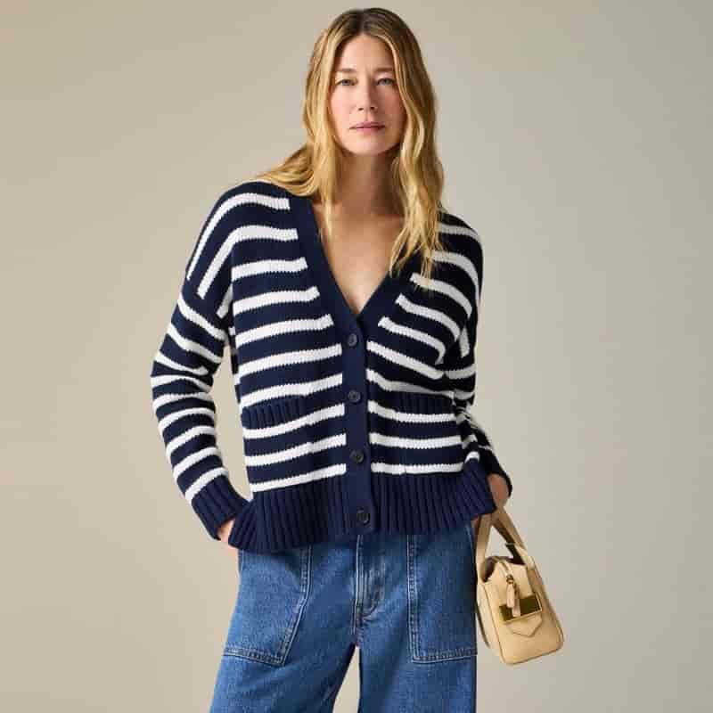J. Crew Heritage Cotton Relaxed Cardigan in Stripe $98