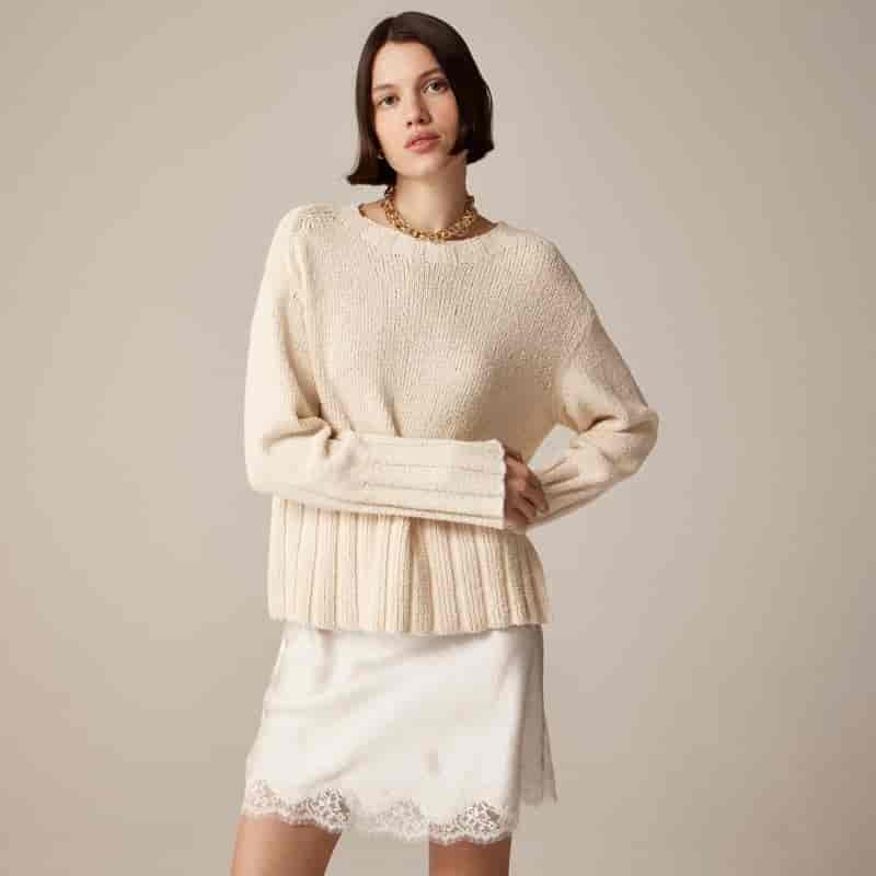 J. Crew Marina Sweater in Textured Cotton Blend $98