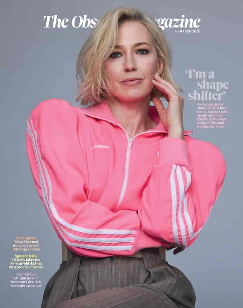 Carrie Coon poses on The Observer's March 30th 2025 cover.
