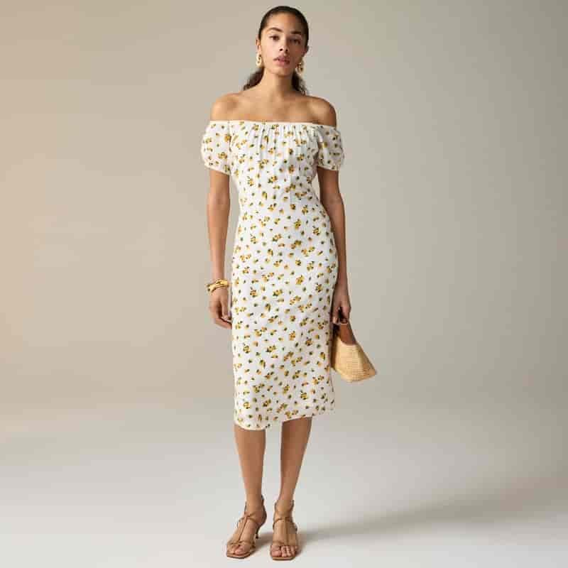 J. Crew Off-the-shoulder Slip Dress In Budding Rose Print $178