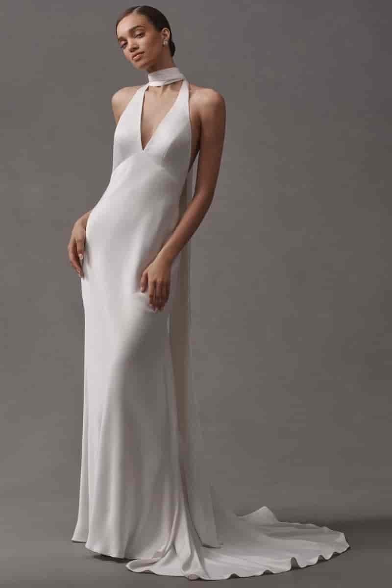 Jenny by Jenny Yoo Jennifer Plunge Satin Wedding Gown $1,395