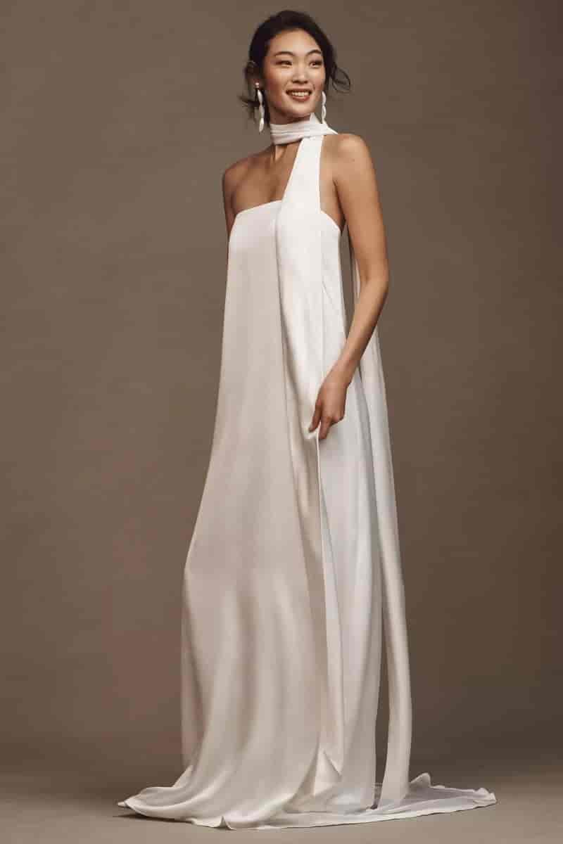 Jenny Yoo Celeste Strapless Satin Sheath Wedding Gown $1,295