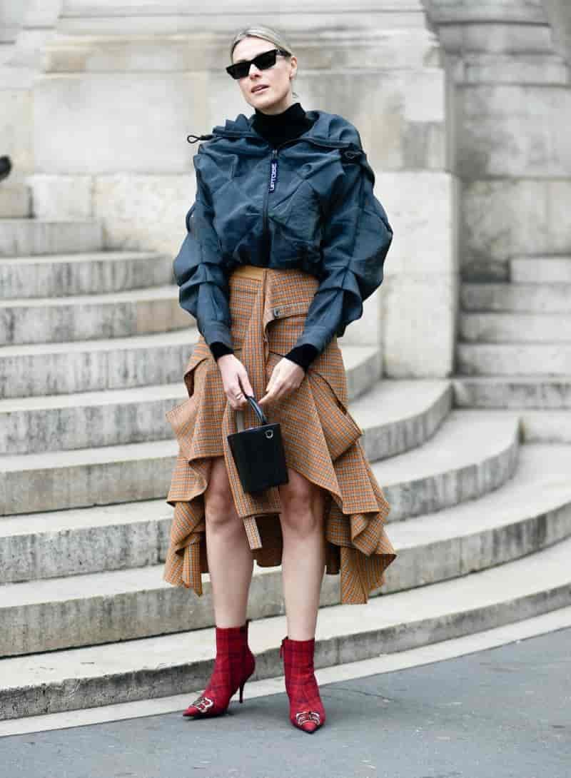 Skirt Jacket Red Ankle Boots