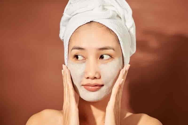 Clay mask asian woman