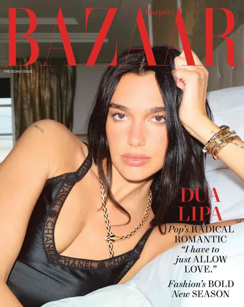 Singer Dua Lipa graces Harper's Bazaar US September 2025 cover.