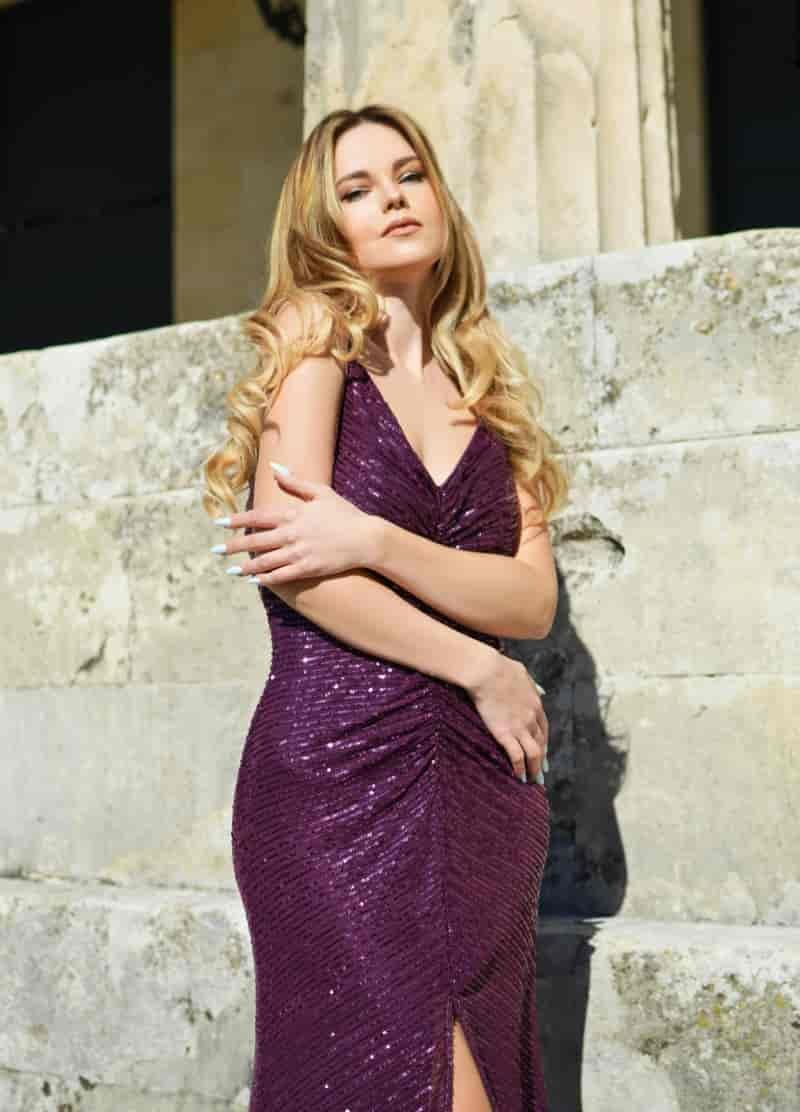 Purple sequin gown