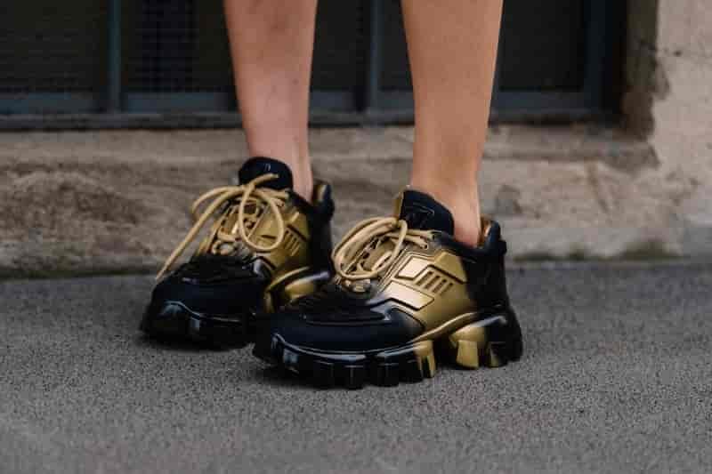 Chunky gold sneakers