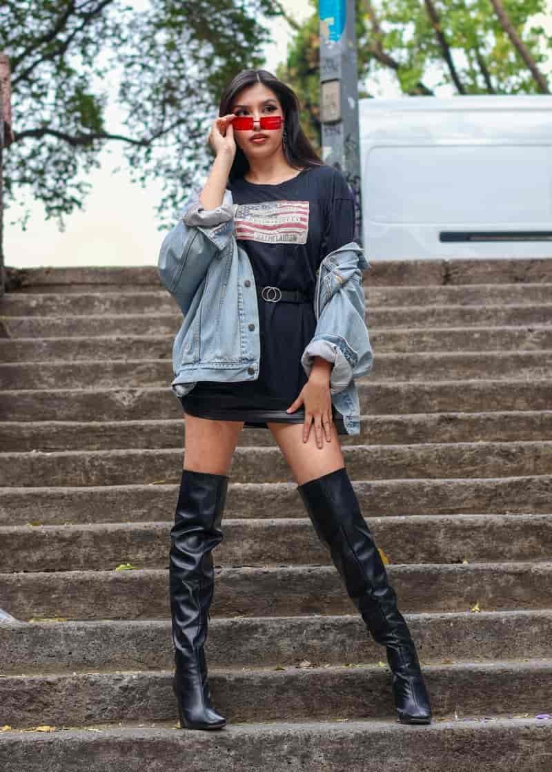 Denim boots
