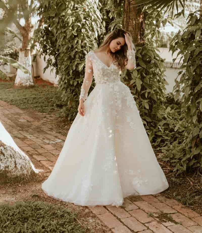 Glittery applique wedding dress