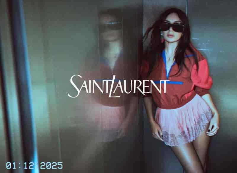 Charli XCX poses in Saint Laurent's spring 2026 campaign.