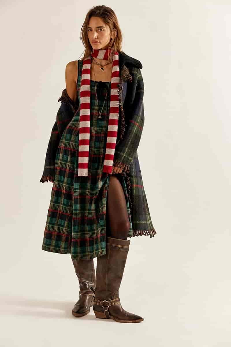 Free People Freya Plaid Midi Dress $168