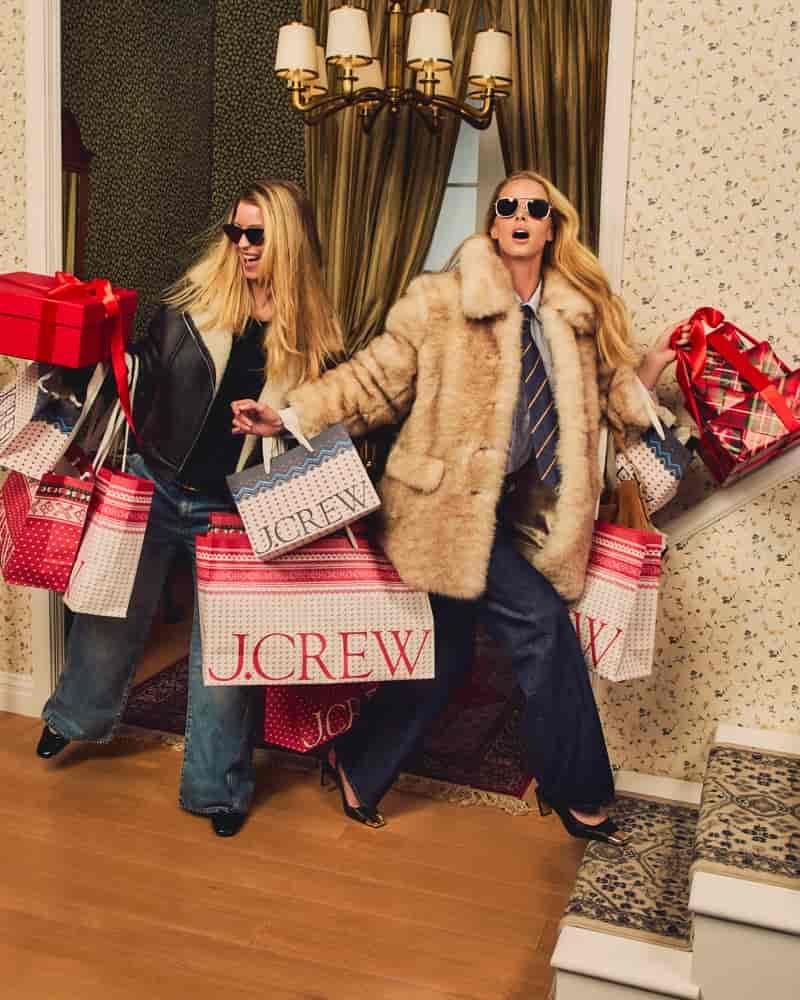 Abby & Baskin Champion front J. Crew Holiday 2025 campaign.