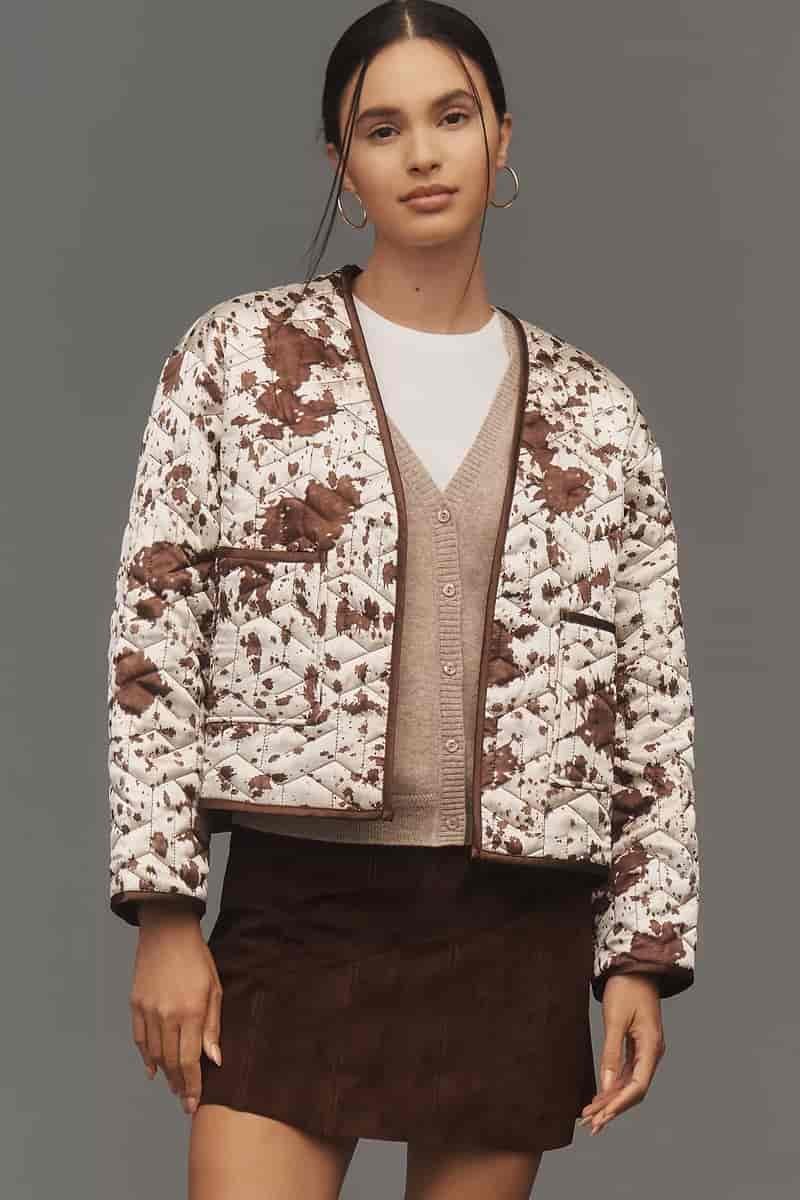 Maeve Cow Print Quilted Jacket