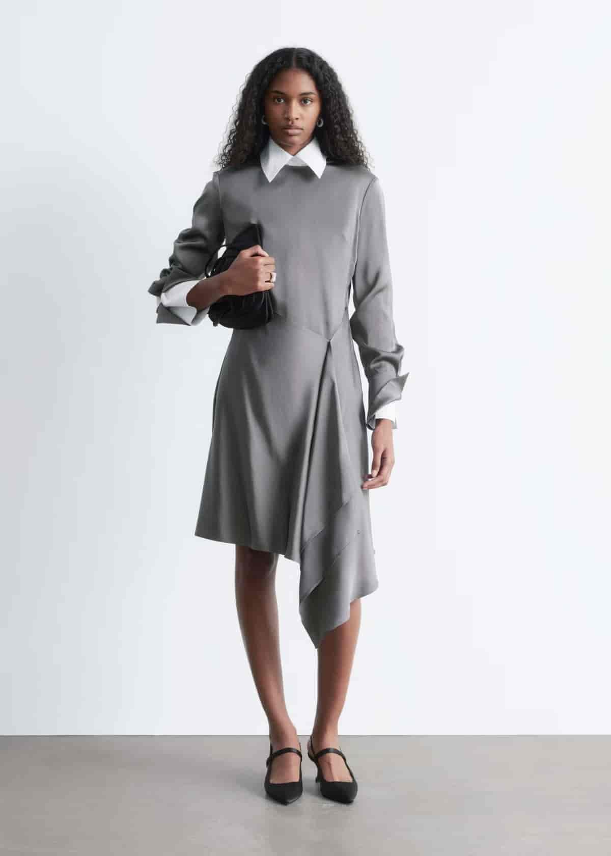 & Other Stories Asymmetric Long Sleeve Mini Dress $179
