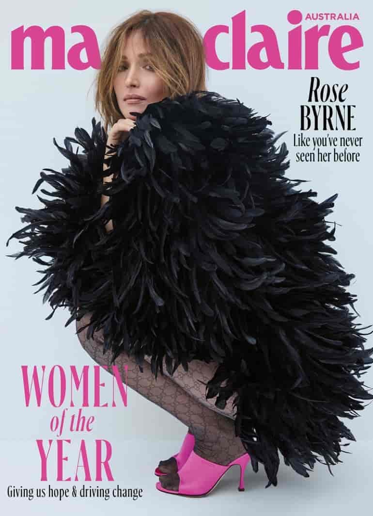 Rose Byrne poses on Marie Claire Australia's December 2025 cover.