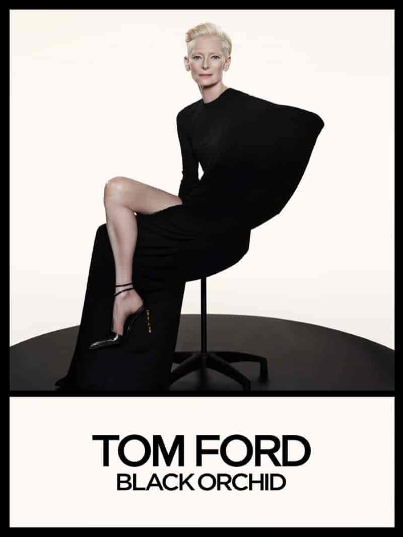 Tilda Swinton stars in the Tom Ford Black Orchid Reserve campaign.