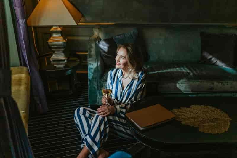 Woman Green Couch